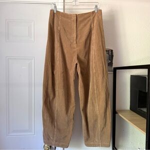 CREATURES OF COMFORT tan brown corduroy balloon barrel wide pants